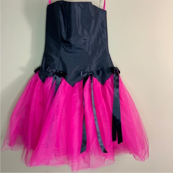 Betsey Johnson Pink Black Chiffon Tuel Layers Evening Wedding Party #G25 - Picture 1 of 7
